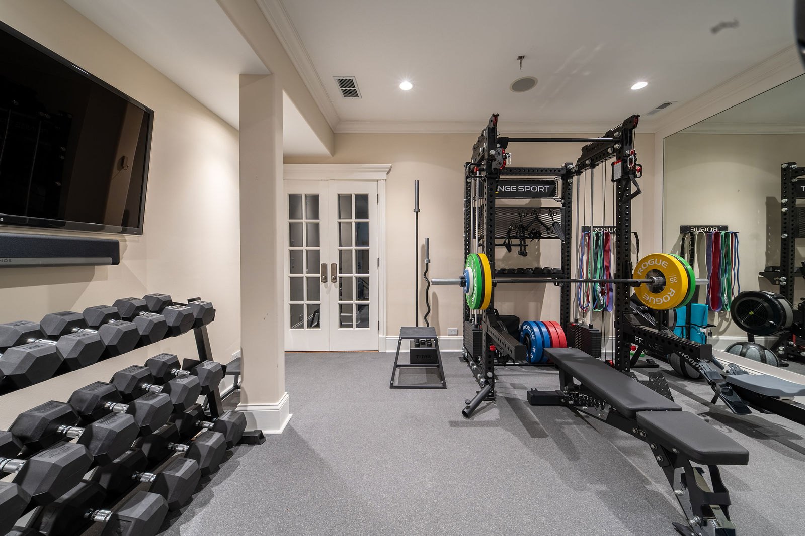 Winnetka home gym designed and built by CS Gym Design